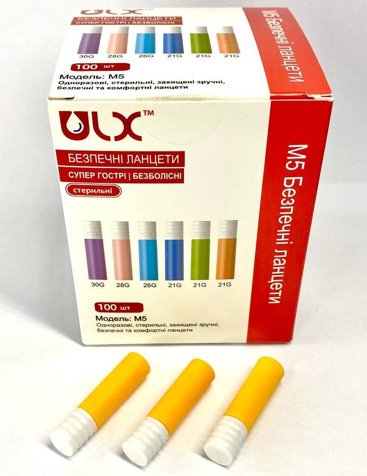 Ланцет безпечний ULX™, Модель M5, голка 21G, глибина 2.4 мм